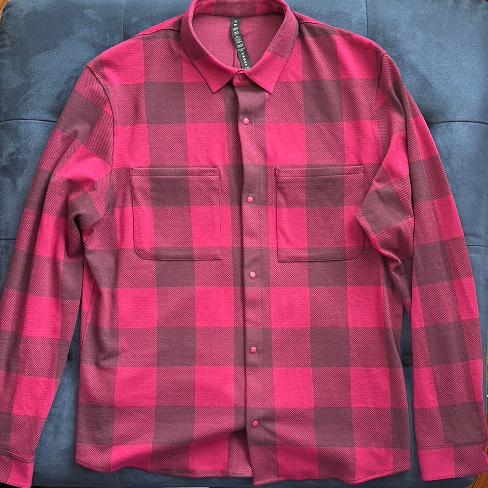 Lululemon Red & Brown Men's Flannel Shirt (Size: XL)